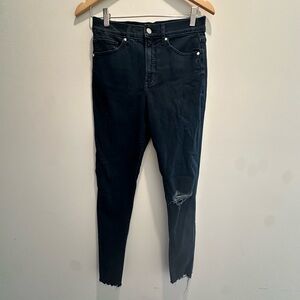 Express Women's Dark Blue Skinny High Waist Distressed Jeans